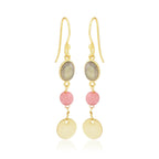 Labradorite and Pink Quartz Dangle Earrings - La Vitá Jewels