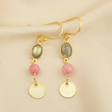 Labradorite and Pink Quartz Dangle Earrings