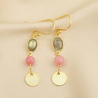 Labradorite and Pink Quartz Dangle Earrings - La Vitá Jewels
