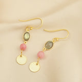 Labradorite and Pink Quartz Dangle Earrings