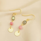 Labradorite and Pink Quartz Dangle Earrings - La Vitá Jewels