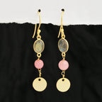 Labradorite and Pink Quartz Dangle Earrings - La Vitá Jewels
