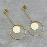 Circle Disc Dangle Earrings