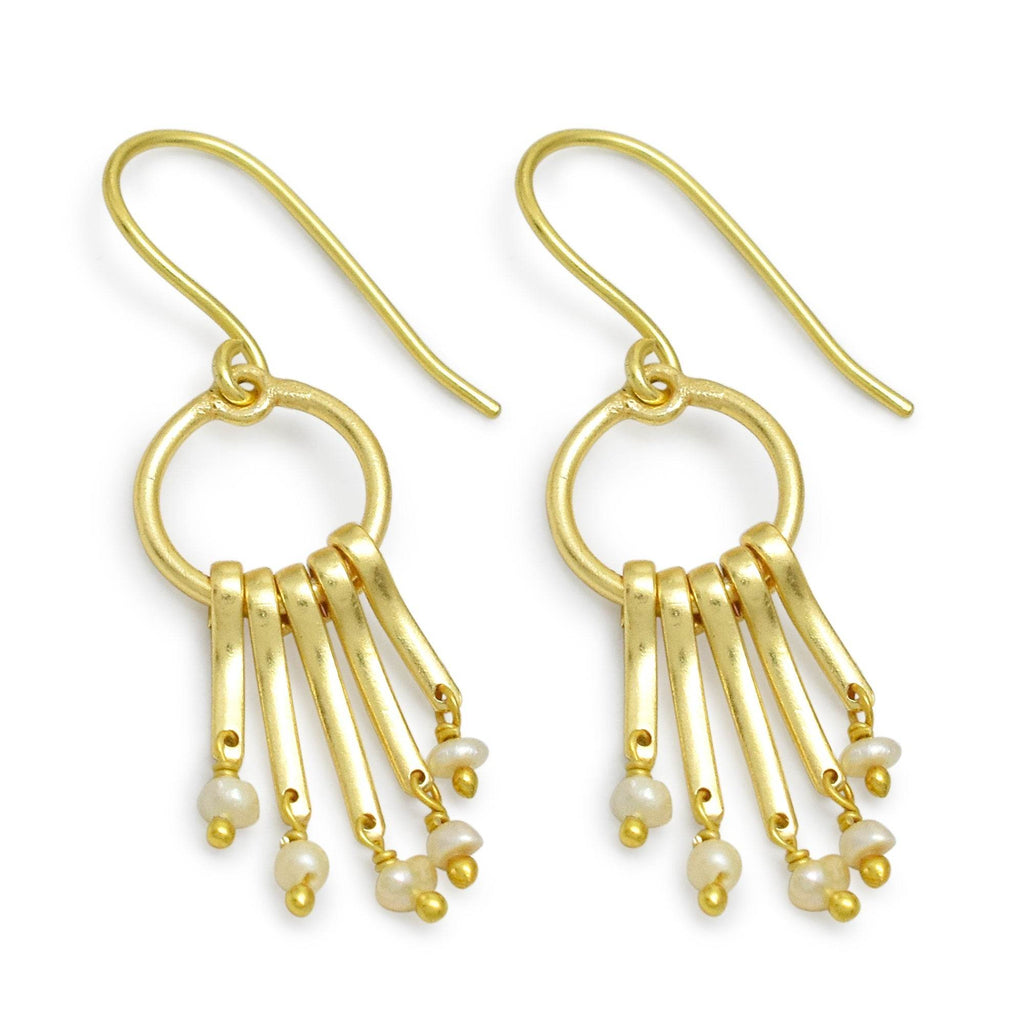 Fresh Water Pearls Fringe Dangle Earrings - La Vitá Jewels