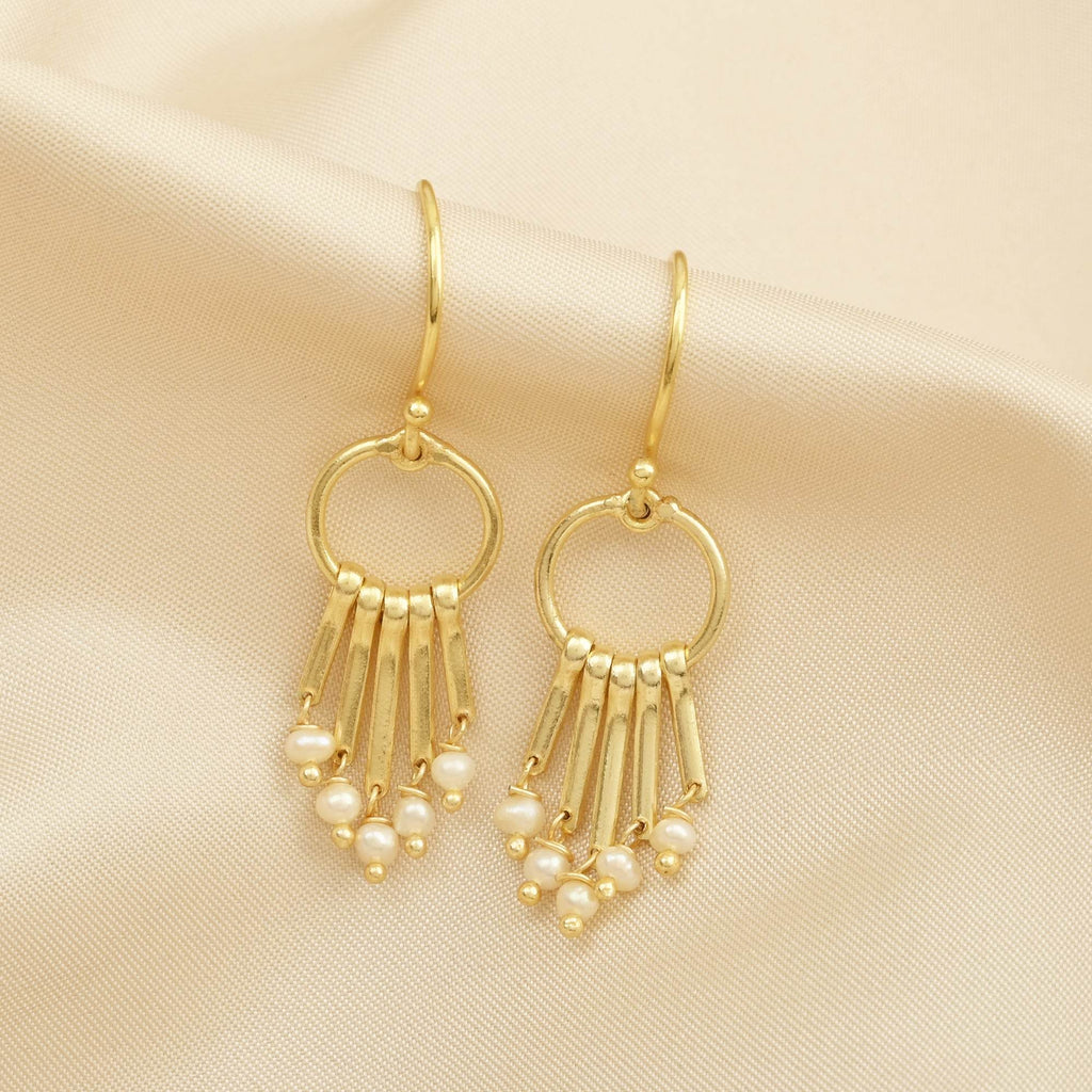 Fresh Water Pearls Fringe Dangle Earrings - La Vitá Jewels