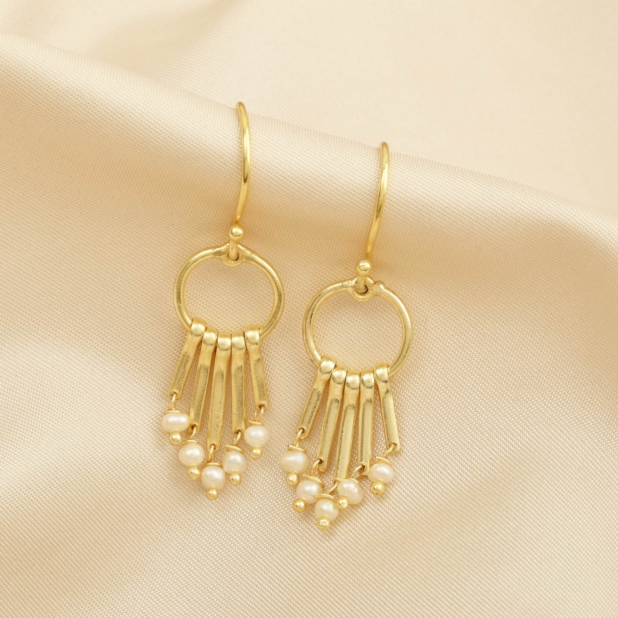 Fresh Water Pearls Fringe Dangle Earrings - La Vitá Jewels