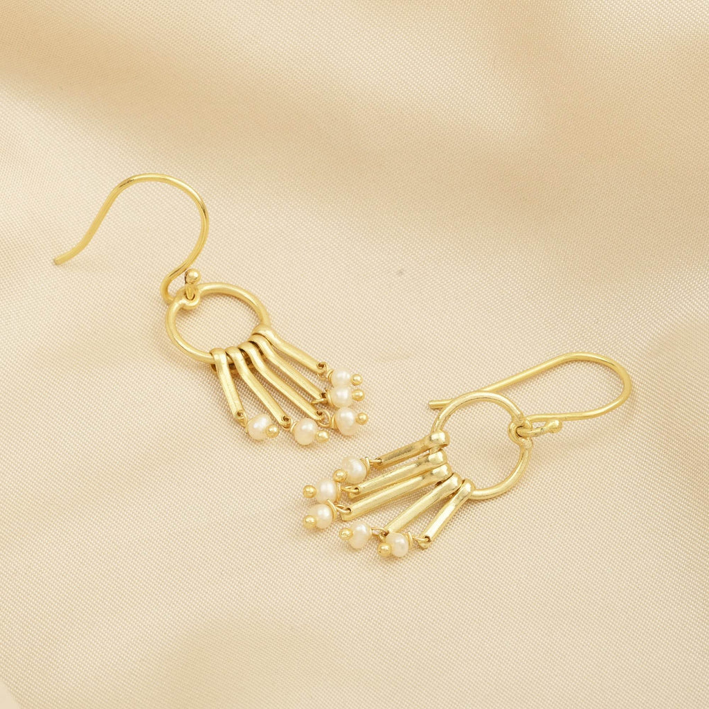 Fresh Water Pearls Fringe Dangle Earrings - La Vitá Jewels