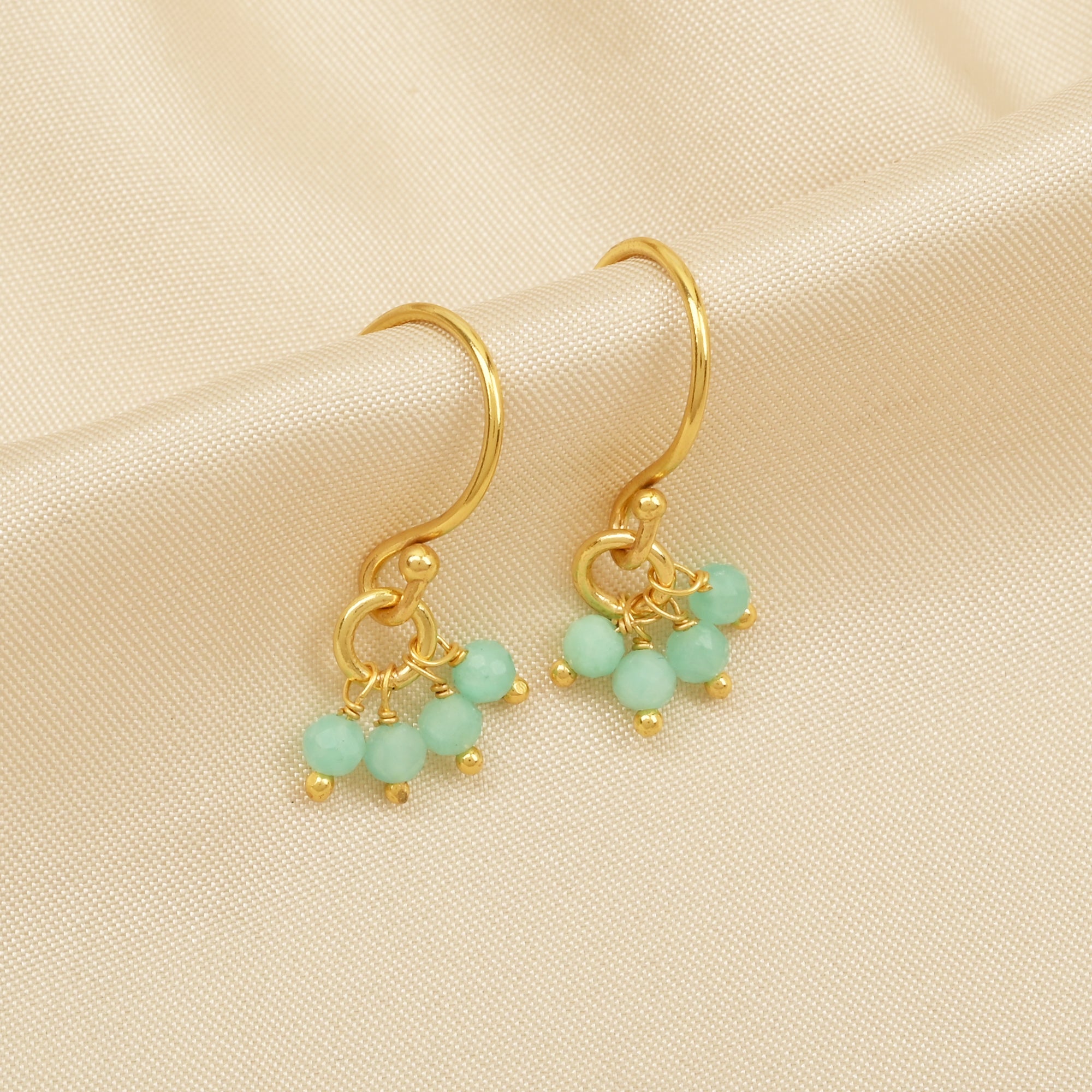 Labradorite and Peach Chalcy Beads Earrings