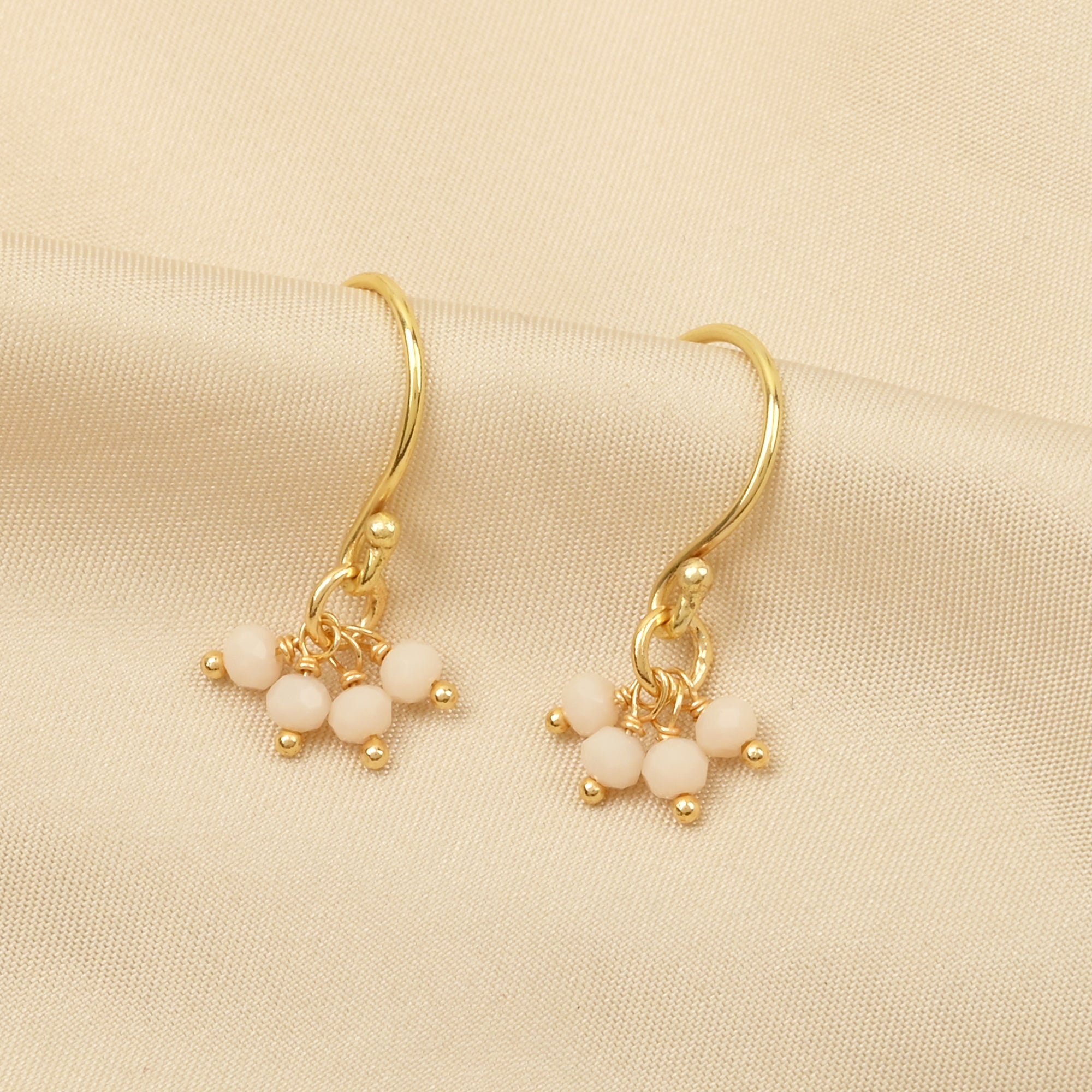 Labradorite and Peach Chalcy Beads Earrings