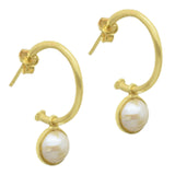 Metal Handmade With Filled Pearl Hoop Earrings