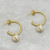 Metal Handmade With Filled Pearl Hoop Earrings