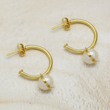 Metal Handmade With Filled Pearl Hoop Earrings