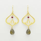 925 Sterling Silver  Ruby Labradorite  Dangle Earrings