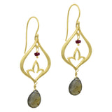 925 Sterling Silver  Ruby Labradorite  Dangle Earrings