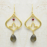 925 Sterling Silver  Ruby Labradorite  Dangle Earrings