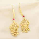 Ruby Lotus Dangle Earrings