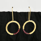 Textured Hoop Earrings with Pink quartz Beads - La Vitá Jewels