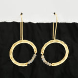 Textured Hoop Earrings with Pink quartz Beads