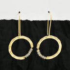 Textured Hoop Earrings with Pink quartz Beads - La Vitá Jewels