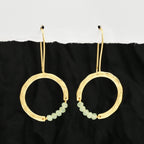 Textured Hoop Earrings with Pink quartz Beads - La Vitá Jewels