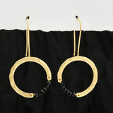 Textured Hoop Earrings with Pink quartz Beads