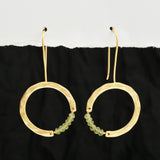 Textured Hoop Earrings with Pink quartz Beads