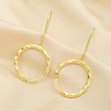 Textured Hoop Earrings with Pink quartz Beads