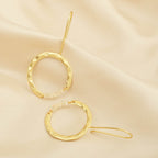Textured Hoop Earrings with Pink quartz Beads - La Vitá Jewels