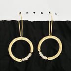 Textured Hoop Earrings with Pink quartz Beads - La Vitá Jewels