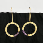 Textured Hoop Earrings with Pink quartz Beads - La Vitá Jewels