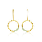 Textured Hoop Earrings with Pink quartz Beads - La Vitá Jewels