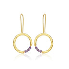 Textured Hoop Earrings with Pink quartz Beads - La Vitá Jewels