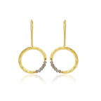 Textured Hoop Earrings with Pink quartz Beads - La Vitá Jewels