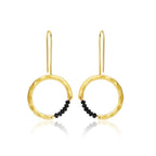 Textured Hoop Earrings with Pink quartz Beads - La Vitá Jewels
