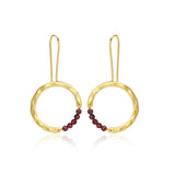 Textured Hoop Earrings with Pink quartz Beads