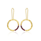 Textured Hoop Earrings with Pink quartz Beads - La Vitá Jewels