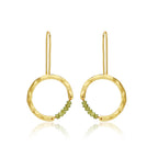 Textured Hoop Earrings with Pink quartz Beads - La Vitá Jewels