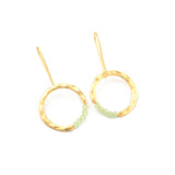 Textured Hoop Earrings with Pink quartz Beads