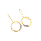 Textured Hoop Earrings with Pink quartz Beads - La Vitá Jewels