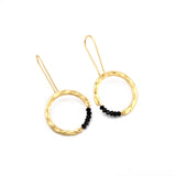 Textured Hoop Earrings with Pink quartz Beads