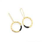Textured Hoop Earrings with Pink quartz Beads - La Vitá Jewels