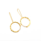 Textured Hoop Earrings with Pink quartz Beads