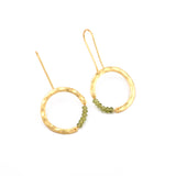 Textured Hoop Earrings with Pink quartz Beads