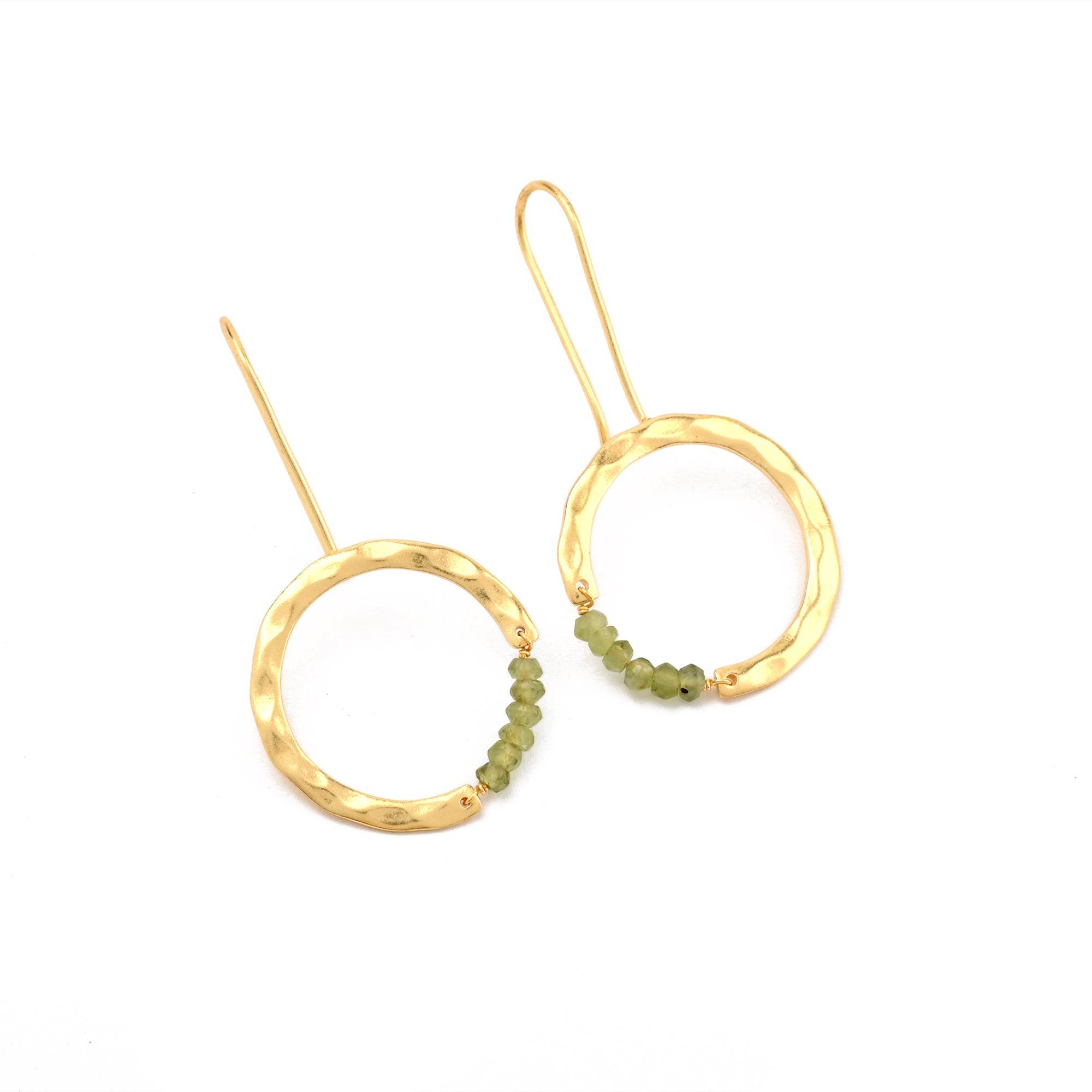 Textured Hoop Earrings with Pink quartz Beads - La Vitá Jewels