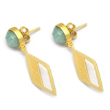 Amazonite  Dangle Earrings 925 Silver with 22k  Earrings For women