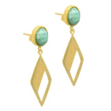 Amazonite  Dangle Earrings 925 Silver with 22k  Earrings For women