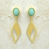 Amazonite  Dangle Earrings 925 Silver with 22k  Earrings For women