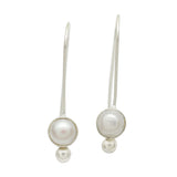 Silver Plated Pearl  Dangle Earrings