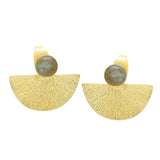 Gold Silver Plated Pearl Labradorite  Stud Earrings