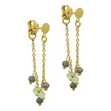 Gold Pated Grey Green Chalcedony Threader Earrings Women Accessory